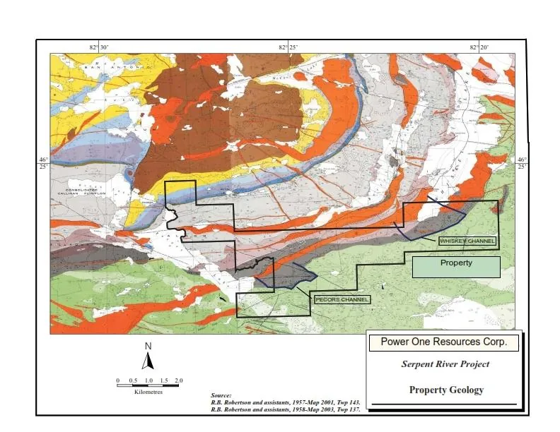 Property Geology modified after Cochrane and Roscoe 2007 1 Power One Corp. Pecors - ONT​