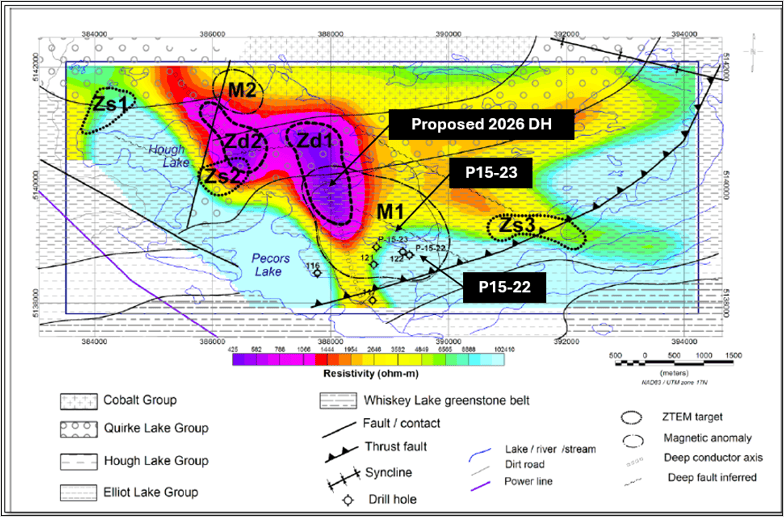 POWER ONE RESOURCES EXPANDS PECORS PROJECT TO SECURE PRIORITY DEEP GEOPHYSICAL TARGET IN ADVANCE OF DRILLING 1 Figure 1. 3D ZTEM resistivity plan view at 1000m depth with Zd1 and Zd2 anomalous features Power One Corp. POWER ONE RESOURCES EXPANDS PECORS PROJECT TO SECURE PRIORITY DEEP GEOPHYSICAL TARGET IN ADVANCE OF DRILLING